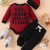 Waffle Bear Embroidery Cute Outfit Toddler Baby Boys Clothes Long Sleeve Triangle Romper +Casual Trousers + Hat Set For Fall Winter