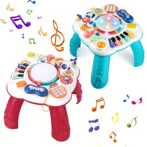 Multi-Functional Baby Activity Table with Music and Learning Features - Perfect for Early Education and Development - Sturdy and Fun Toy for 6-18 Month Olds - Great Birthday Gift (Random Color)